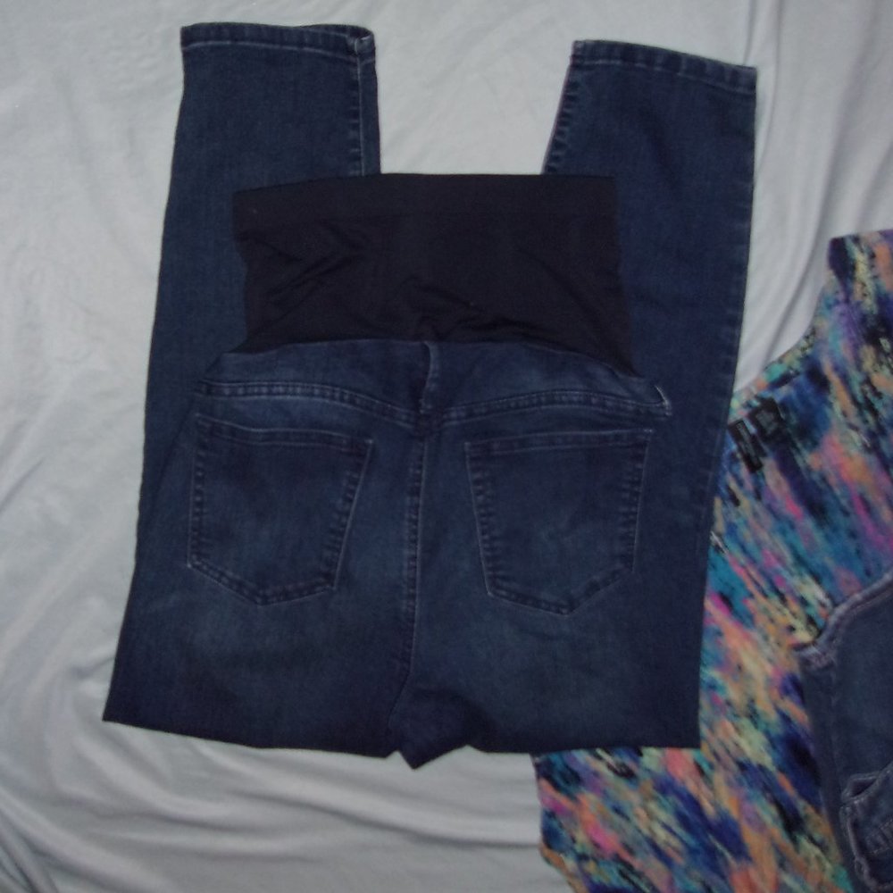 Maternity size 10 capris jeans denim pants pant pregnancy blue
